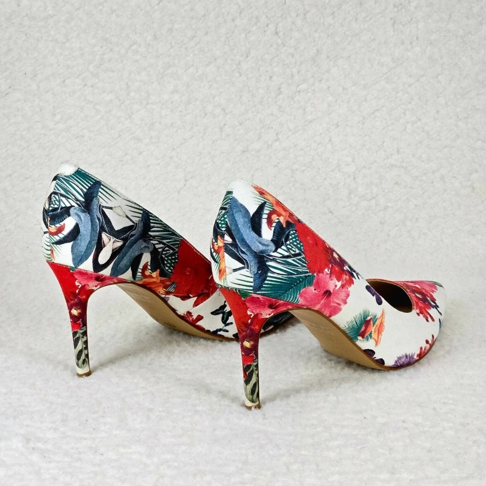 Marc Fisher Darren Tropical Floral Pumps Pointed Toe Stiletto Heels 8M Resort